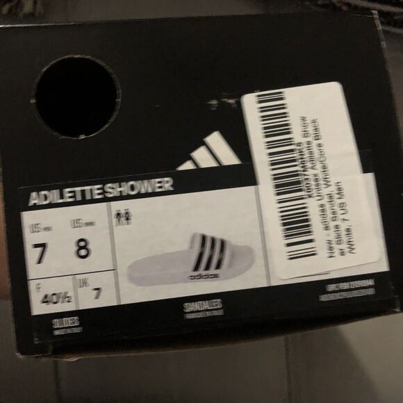 New ADIDAS Size 7 Men’s Adilette Shower White Slides - Picture 3 of 3